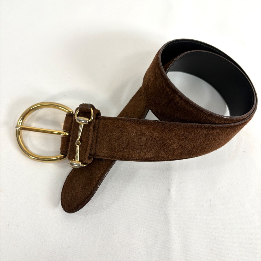 Dockers Belt Brown Suede Gold Horsebit Buckle 1737 Small